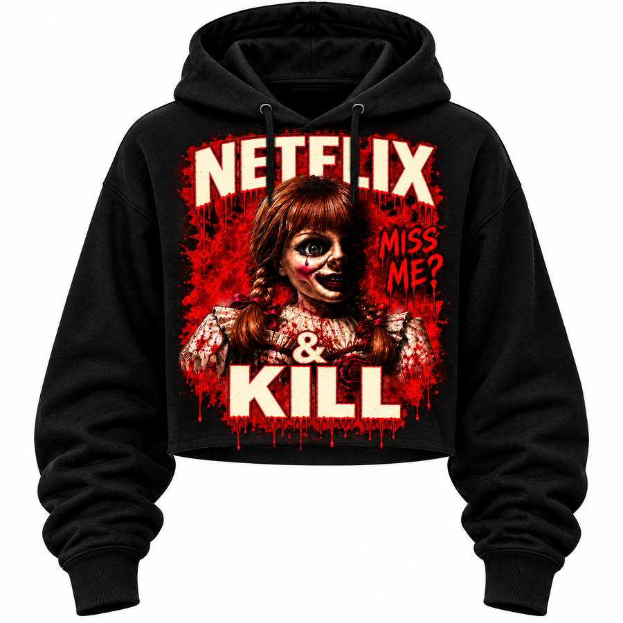 Ladies Crop Hoodie: Netflix & Kill — Miss Me?